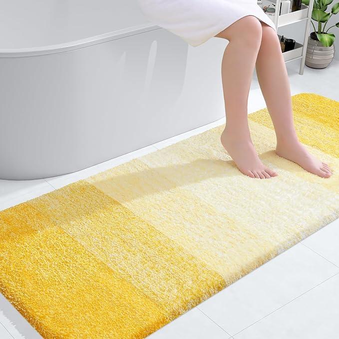 OLANLY Bathroom Runner Rugs 59x24, Extra Soft Absorbent Microfiber Bath Rugs, Rubber Backing, Quick Dry, Machine Washable Bath Mats for Bathroom Floor, Tub and Shower, Home Decor Accessories, Yellow - ModernBath