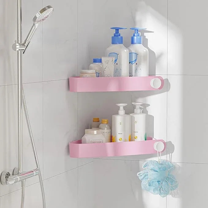 Sotfamily Shower Caddy Corner, 2 Pack Adhesive Corner Shower Shelves for Bathroom Organizers and Storage, Rust Free Plastic Rack for Bathroom Accessories & Decor, Pink - ModernBath