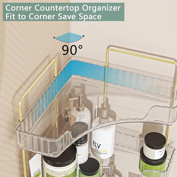 Webetop Corner Bathroom Counter Organizer 3 Tier Bathroom Countertop Organizers Shelf Makeup Organizer for Vanity Perfume Tray for Corner Storage Skincare, Cosmetic, Dresser, Kitchen Spice Rack - ModernBath