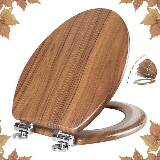 Elongated Toilet Seat Molded Wood Toilet Seat with Quietly Close and Quick Release Hinges, Easy to Install also Easy to Clean by Angol Shiold (Elongated, Natural) - ModernBath