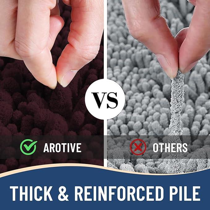 Arotive Luxury Chenille Bathroom Rug Mat, Extra Soft Thick Absorbent Shaggy Bath Rugs, Non-Slip Machine Wash Dry, Plush Bath Mats for Bathroom, Shower and Tub, 24x16, Black Cherry - ModernBath