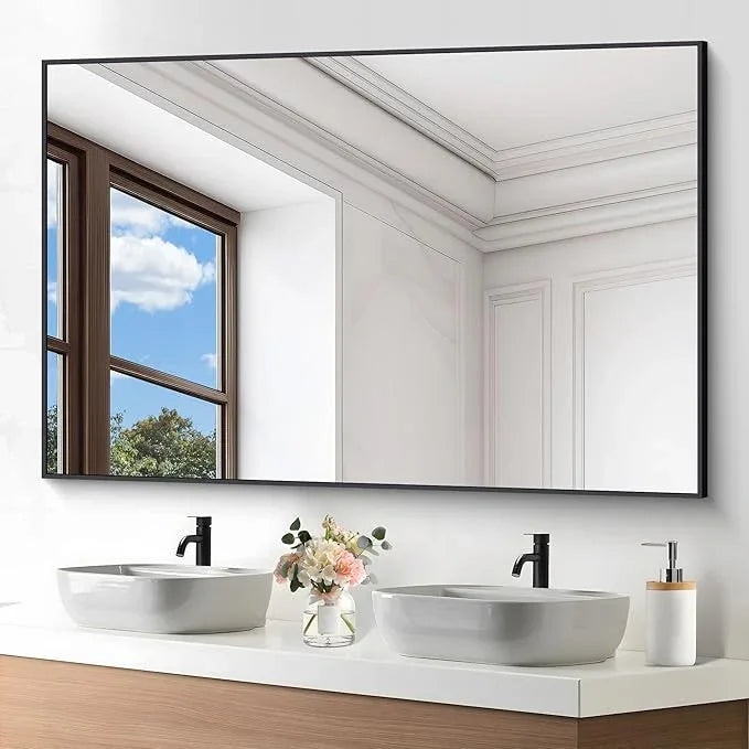 DESBING Black Bathroom Mirror for Wall, 60x40 Inch Rectangle Mirrors with Metal Frame, Modern Vanity Wall Mirror Decor for Entryway Hangs, Bathroom Living Room Horizontal or Vertical - ModernBath