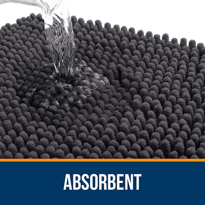 OLANLY Bathroom Rugs 70x24, Extra Soft Absorbent Chenille Bath Rugs, Rubber Backing Quick Dry, Machine Washable Bath Mats for Bathroom Floor, Tub and Shower, Home Decor Accessories, Dark Grey - ModernBath