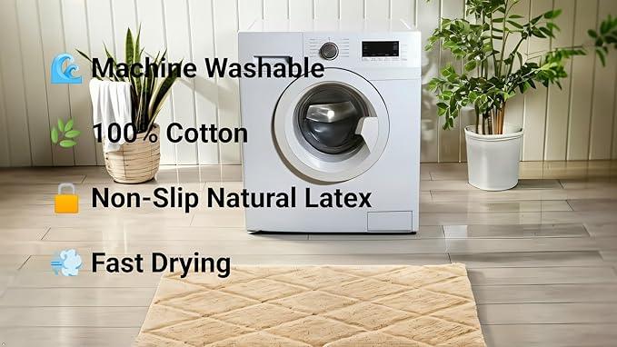 C23 Luxury Bathroom Rugs, Bath Mat - 20"x32" | 2200 GSM Tufted Cotton Bathroom Mat | Ultra-Absorbent Quick Dry, Heavyweight Non-Slip Bathmat | Thick Soft Plush Machine Washable Bath Rug - ModernBath