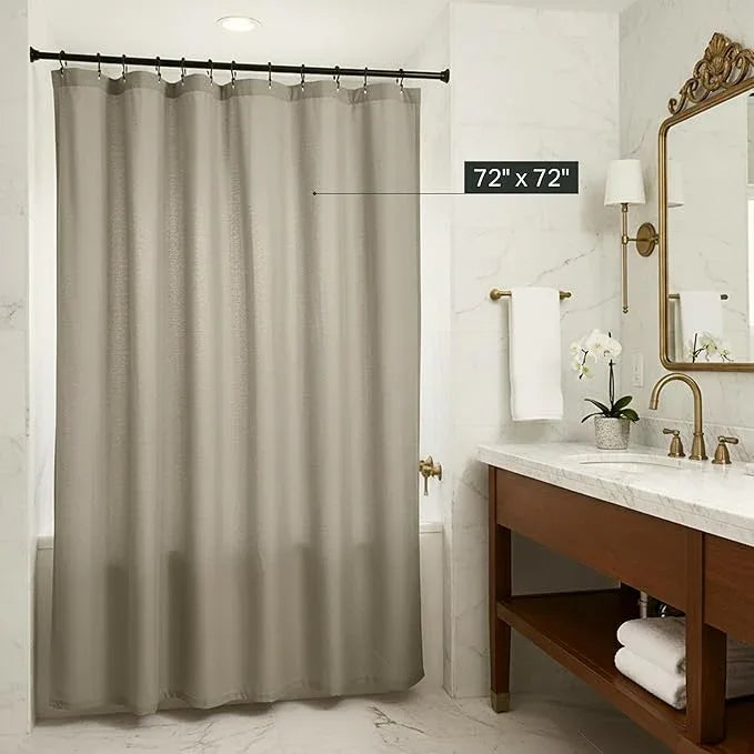 Preston Lane Stonebridge Linen Cotton Shower Curtain, 72" x 72" – 67% Linen 33% Cotton Blend, Fabric Bathroom Curtain with Reinforced Holes with Stitching, Made in Portugal, Eucalyptus - ModernBath