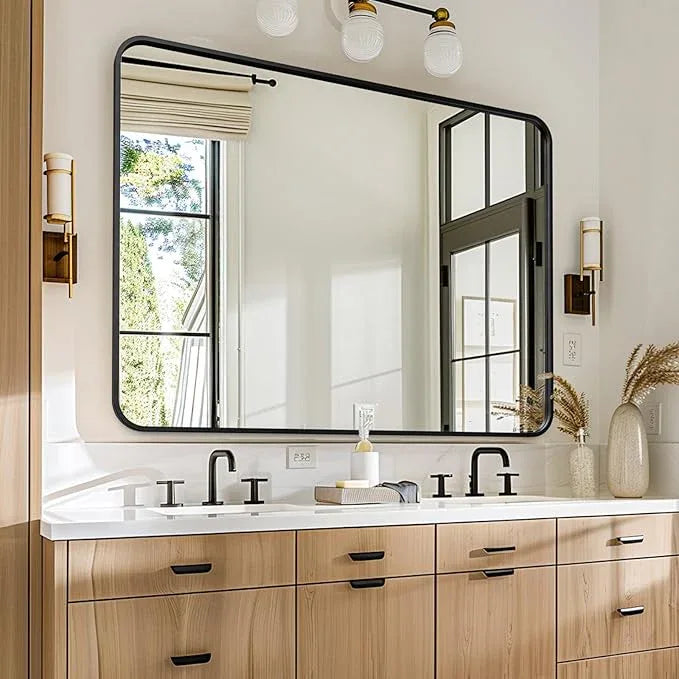 USHOWER Black Bathroom Mirrors for Over Sink 30 x 40 Inch, Metal Frame Rectangle Vanity Mirror, Modern Farmhouse, Wall Mounted for Bedroom, Living Room, Entryway Remodel & Upgrade - ModernBath