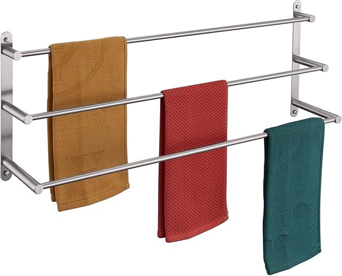 KOKOSIRI Bath Towel Bars 32'' Bathroom 3-Tiers Ladder Towel Rack Wall Mount Towels Shelves Stainless Steel, Brushed Nickel, B5002BR-L32 - ModernBath