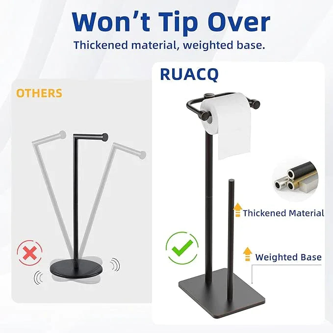 RUACQ Toilet Paper Holder Stand, Bathroom Toilet Paper roll Holder Free Standing with Storage for 4 Rolls, Post Pivoting Design, Stable Weighted Base, SUS304 Stainless Steel (Oil Rubbed Bronze) - ModernBath