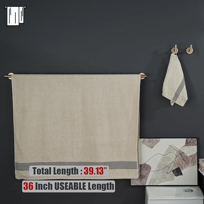 JQK Champagne Bronze Bath Towel Bar, 39 Inch 304 Stainless Steel Thicken 1mm Towel Rack Bathroom, Towel Holder Wall Mount, Useable Length 36 Inch, TB110L36-CB - ModernBath