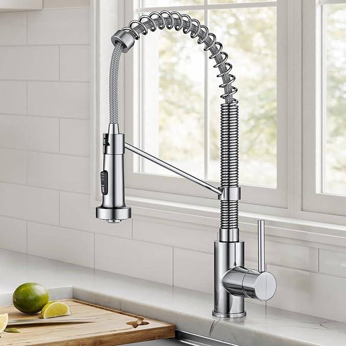 KRAUS Bolden Commercial Style 2-Function Single Handle Pull Down Kitchen Faucet in Chrome, KPF-1610CH (Pack of 1) - ModernBath