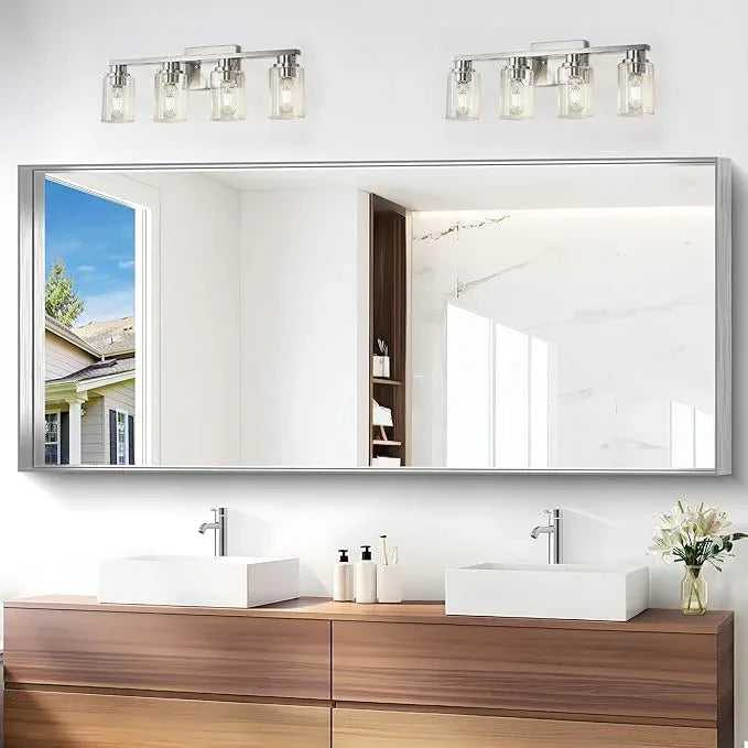 NIMURY Silver Bathroom Mirror, 72x30 Inch Rectangular Deep Frame Mirror, Large Wall Mounted Bathroom Vanity Mirror Over Sink for Bedroom,Restroom, Living Room, Hangs Vertically or Horizontally - ModernBath
