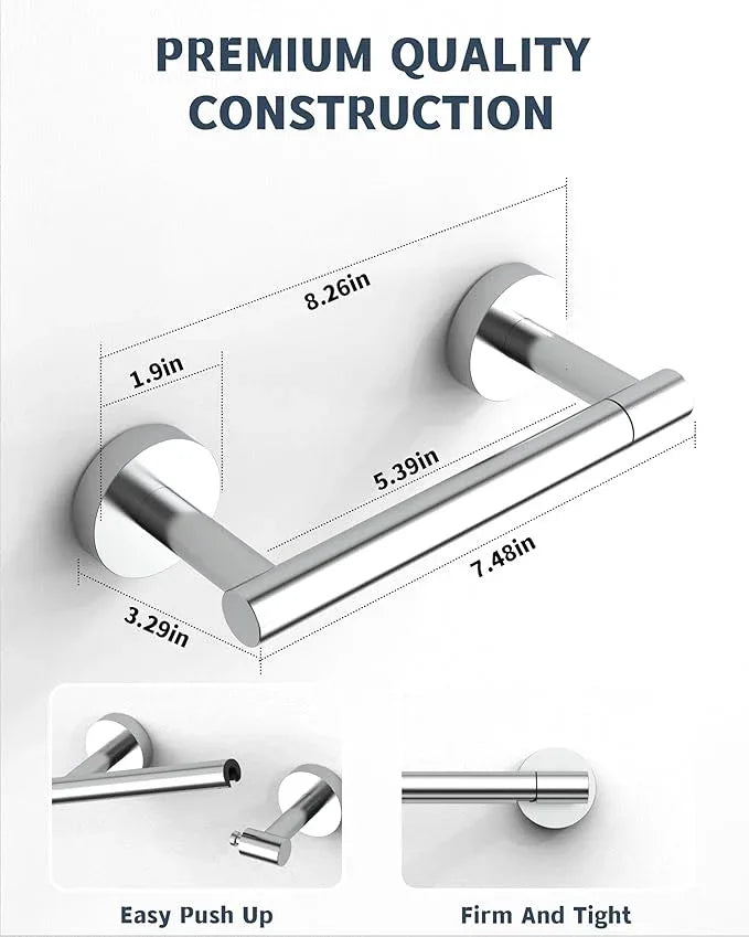 Polished Finish Toilet Paper Holder SUS304 Stainless Steel Double Post Pivoting Toilet Paper Roll Holder Wall Mounted Toilet Tissue Holder for Commercial Bathroom RV - ModernBath