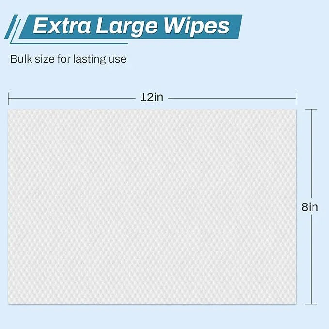 720 Count (12 Packs of 60) Wipes for Adults, 8" x 12" Extra Large Wet Wipes for Incontinence & Cleansing, Disposable Body Shower & Bath Wipes for Elderly Bathing No-Rinse - Vitamin E & Aloe - ModernBath