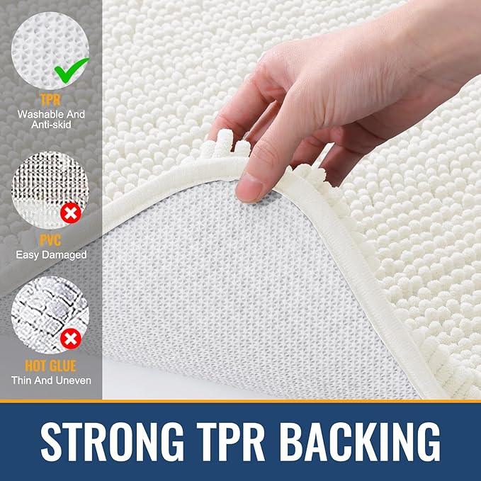 Arotive Bathroom Rugs 36x24, Extra Soft Absorbent Shaggy Chenille Bath Rugs, Machine Washable Rubber Backing Non-Slip Bath Mats for Bathroom Floor Tub and Shower, Home Decor Accessories, Ivory - ModernBath