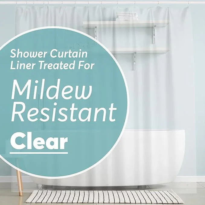 BigFoot Clear Shower Curtain Liner - 72x72 Odorless Plastic with Magnets, Washable Long Bathroom Curtain - Premium PEVA Waterproof Bath Shower Liner, Rust-Proof Bathroom Essentials - ModernBath