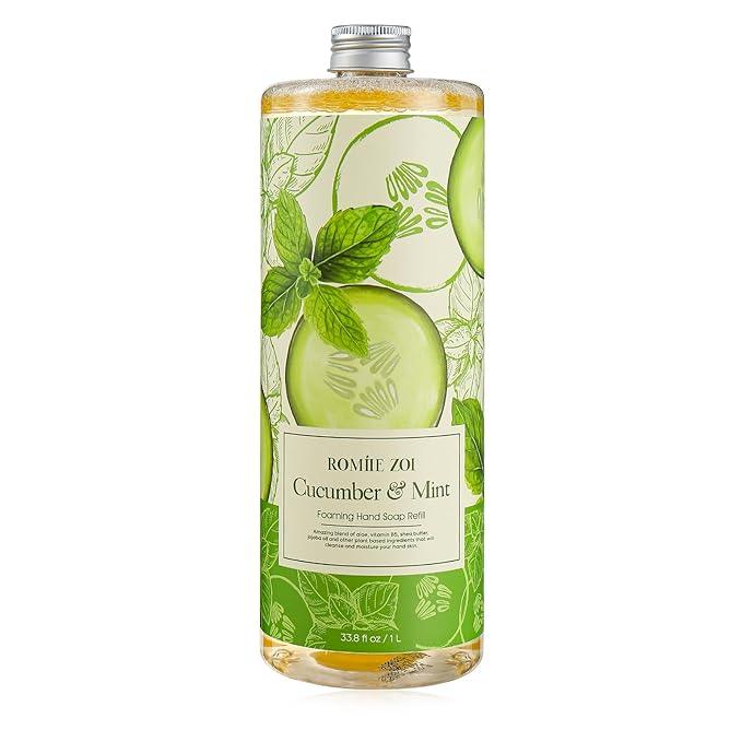 ROMIIE ZOI Foaming Hand Soap Refill, Cucumber&Mint, Gentle & Moisturizing Formula, 1000 ML/ 33.8 FL OZ - ModernBath