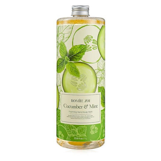 ROMIIE ZOI Foaming Hand Soap Refill, Cucumber&Mint, Gentle & Moisturizing Formula, 1000 ML/ 33.8 FL OZ - ModernBath