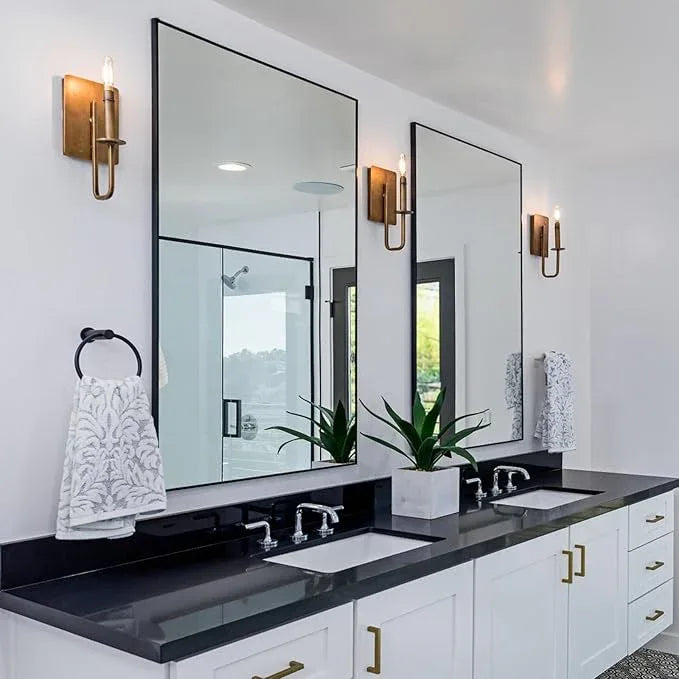 MEETDH Rectangle Bathroom Mirror 30x40 inch, Large Mirror with Black Frame, Rectangular Vanity Mirror 30" X 40", Modern Matte Wall Mounting Mirrors, Hang Horizontal or Vertical - ModernBath