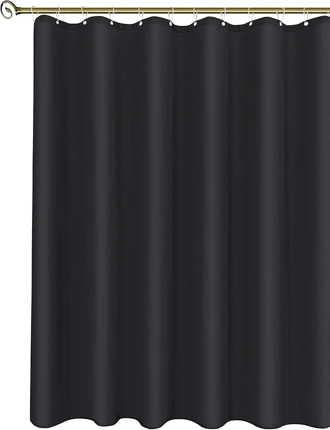 Biscaynebay Fabric Narrow Shower Stall Curtain Liners 54" Width by 72" Length, Black Water Resistant Bathroom Curtains, Rust Resistant Grommets (9 Holes) Weighted Bottom Machine Washable - ModernBath