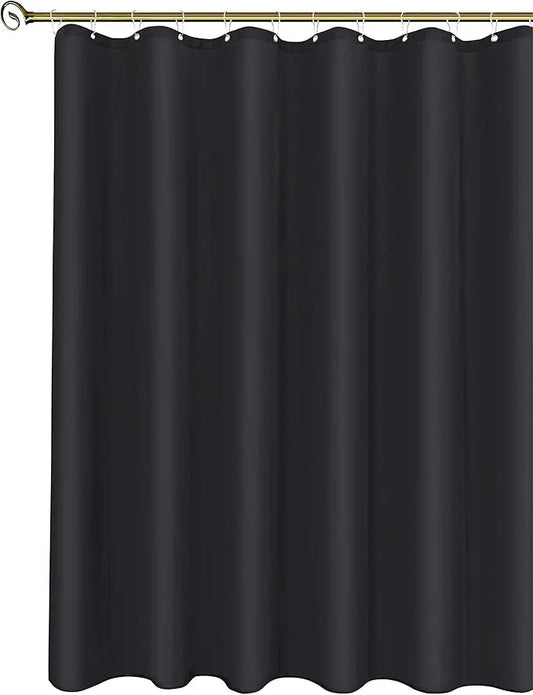 Biscaynebay Fabric Shower Curtain Long Stall Liners 54" Width by 78" Length, Black Water Resistant Bathroom Curtains, Rust Resistant Grommets (9 Holes) Weighted Bottom Machine Washable - ModernBath