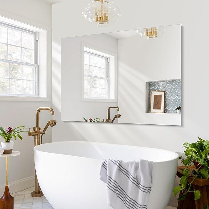 CILIBER Frameless Mirror, 30x40 Inch Rectangle Bathroom Mirrors for Wall, Upgraded Shatterproof Large Vanity Mirror Over Sink with Polished Edge for Bathroom, Bedroom, Living Room and Entryway - ModernBath