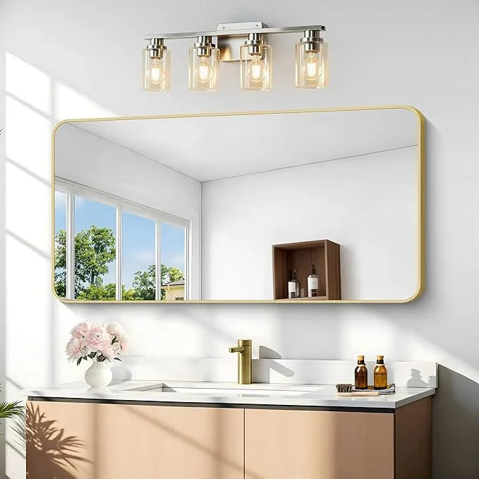 Gold Bathroom Mirror,24x48 inch Wall Mirror for Bathroom Wall Mounted,Round Rectangle Mirror for Bathroom Over Sink,Modern Frame for Home Decor Living Room,Bedroom Entryway,Horizontal/Vertical - ModernBath