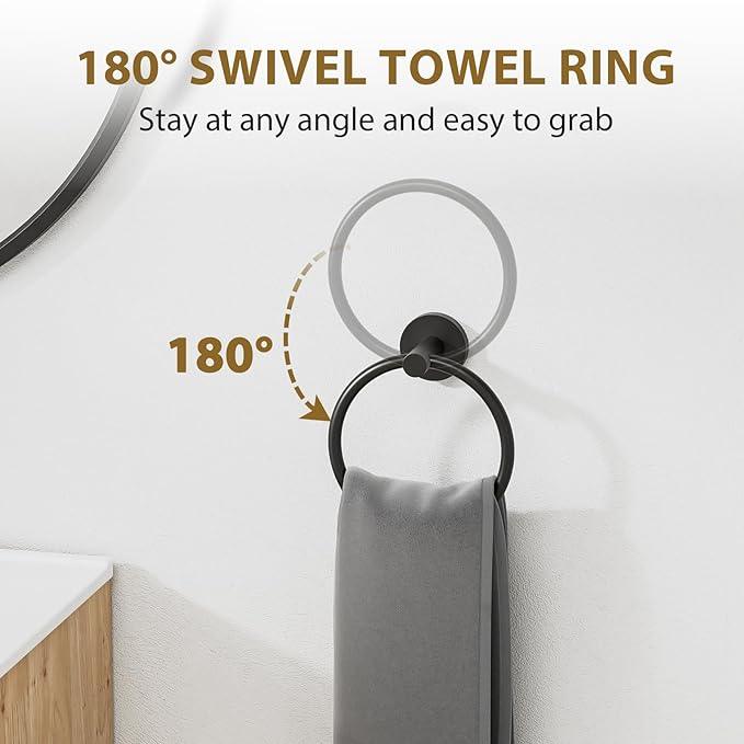 Matte Black Bathroom Hardware Set, Modern 18 Inch Towel Bar Set, Wall Mounted Bathroom Accessories Set, Durable SUS304 Stainless Steel, 4-Piece - ModernBath