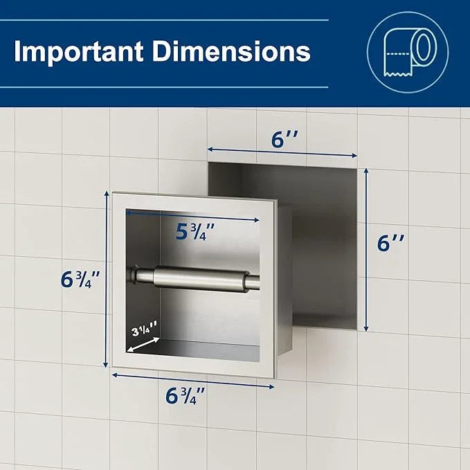 Neodrain Recessed Toilet Paper Holder, Brushed Toilet Paper Holder Built-in, Stainless Steel Recessed Tissue Paper Roll Holder, in Wall - ModernBath