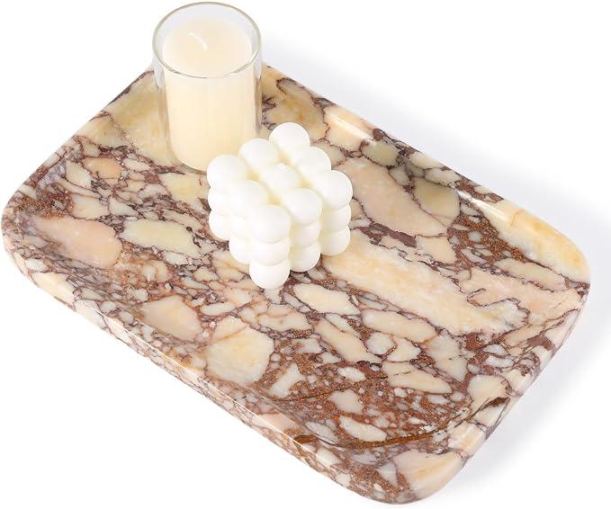 Karibiber Calacatta Marble Vanity Trays, Marble Bathroom Tray Countertop, Luxury Decorative Dresser Organizer, Purple&White Natural Stone Serving Tray for Kitchen, Perfume, Jewelry Holder Storage - ModernBath