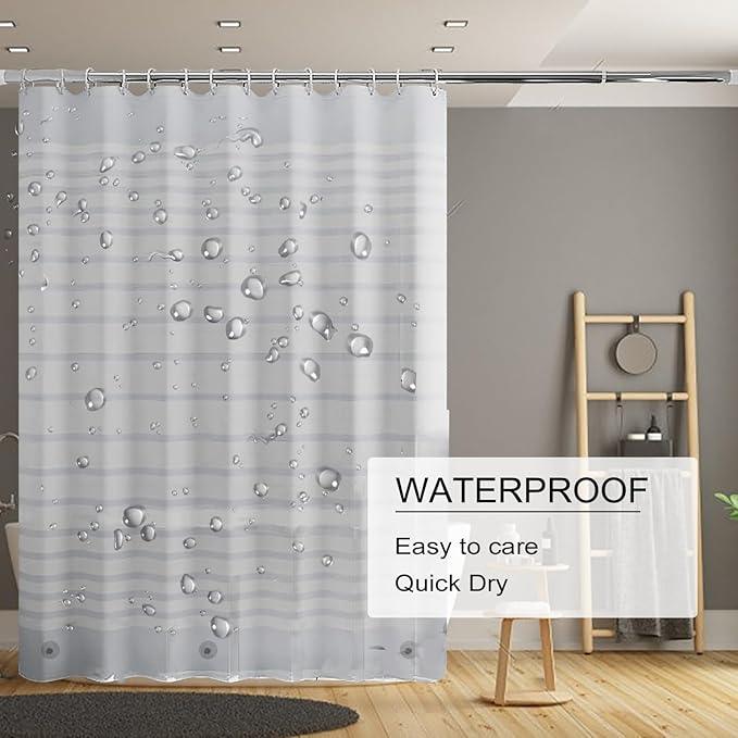 TIKABC Shower Curtain Liner, 4G PEVA Shower Liner, Plastic Waterproof Shower Curtains, 72x72 inch with Grommet Holes 3 Magnetic Weights - ModernBath