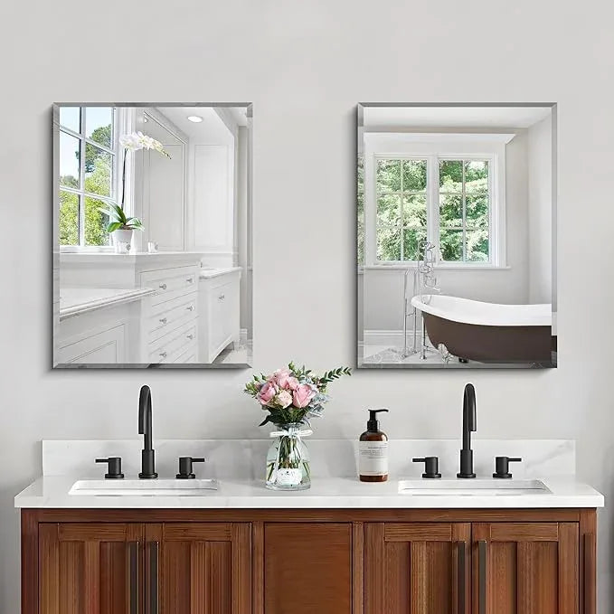 CILIBER 18x24 Beveled Mirror, Frameless Beveled Bathroom Mirrors for Wall, Upgraded Shatterproof Rectangle Vanity Mirror with Beveled Edge for Bathroom, Bedroom, Living Room and Entryway - ModernBath