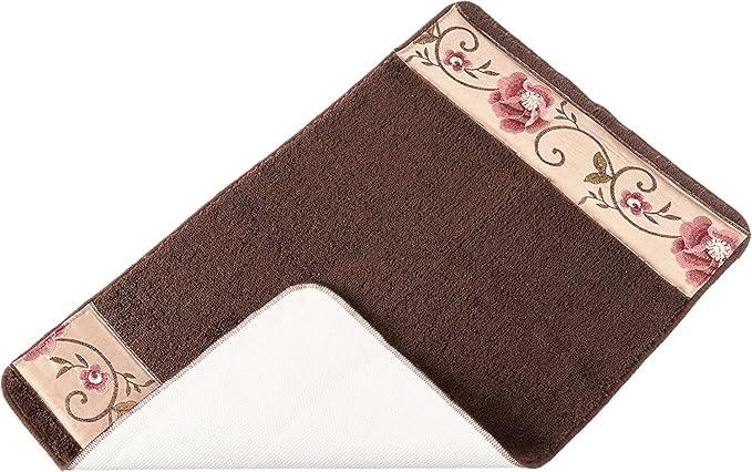 Zahari Home Larrisa Floral Bathroom Rug Luxury Bath Rug Washable Contemporary Decor Beautiful Shower Mat Unique Design Stylish Non Slip Shower Mat Flower Bath Rug Bath Shower Tub Decor - ModernBath