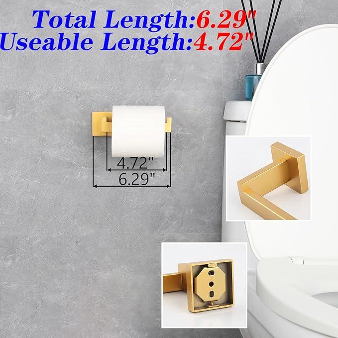 GERZWY Bath Toilet Paper Holder Gold Stainless Steel Hotel Square Tissue Roll Holder Wall Mount FG1605-BE - ModernBath