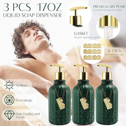 WSBArt 32PCS Bathroom Accessories Set Bathroom Set,Hunter Green Shower Curtain Set,Bath Towel Set,Hand Towel,Toilet Brush,Trash Can & 3PCS Soap Dispenser - ModernBath