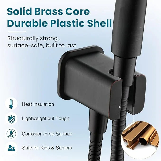 BRIGHT SHOWERS Wall Supply Elbow with Shower Head Bracket for Handheld Shower Head, Brass Core Wall Mounted Water Outlet, G1/2 Connector, Oil Rubbed Bronze - ModernBath