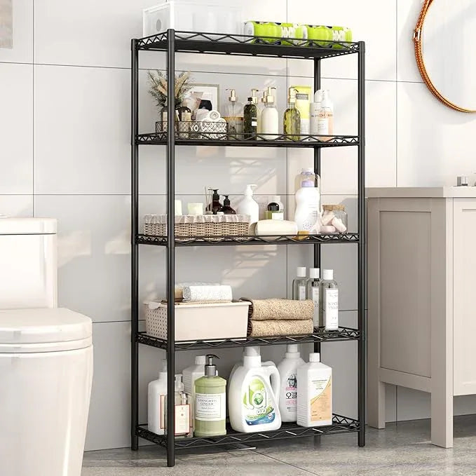 HOMEFORT 5-Tier Wire Shelving Unit, Extra Wide Metal Storage Rack, Free Standing Rack, Durable Organizer Perfect for Pantry Closet Kitchen Laundry Organization in Black, 29" W x 14" D x 61" H - ModernBath