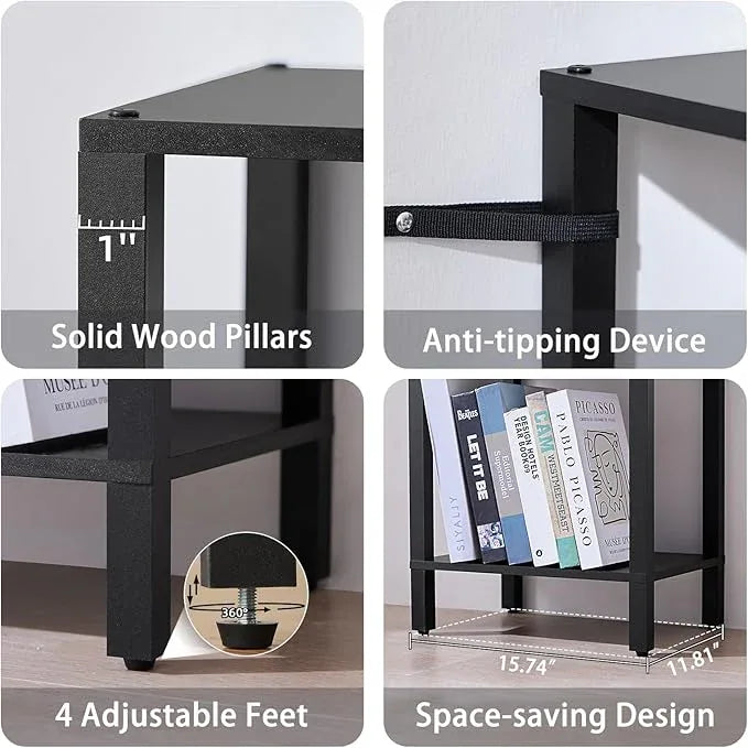 66in Tall Bookshelf 6-Tier Small Narrow Bookcase, Skinny Book Shelf for Small Space, Farmhouse Slim Shelf with Storage, Wood Freestanding Display Thin Bookshelves for Living Room, Office, Black - ModernBath