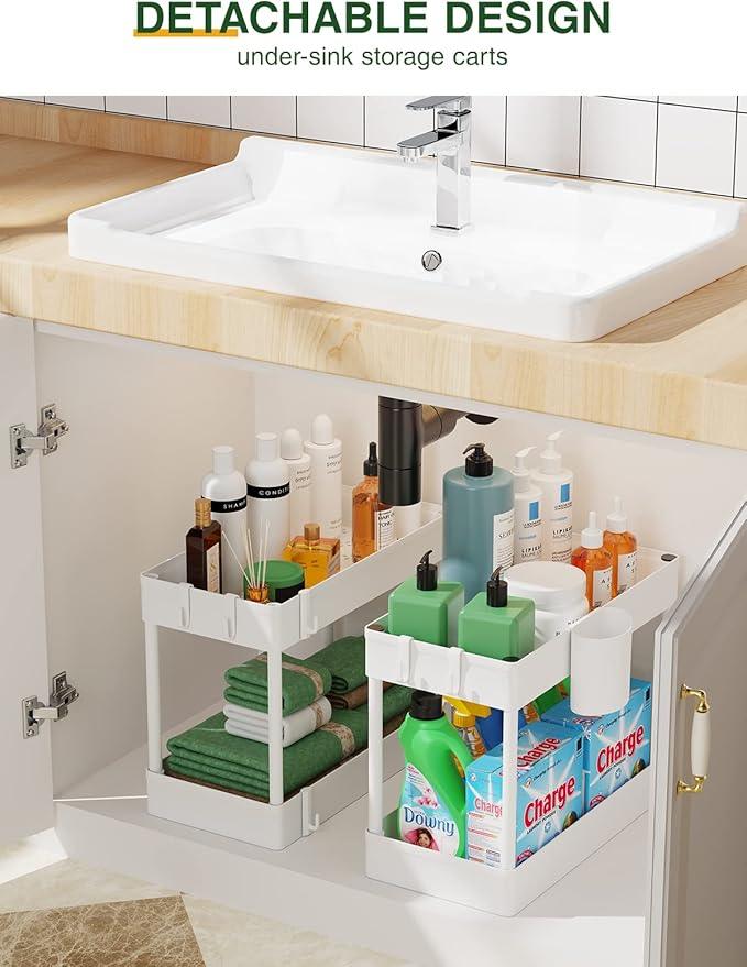 LEHOM Slim Rolling Storage Cart - 4 Tiers Bathroom Organizer Utility Cart Slide Out Storage Shelves Mobile Shelving Unit for Kitchen, Bedroom, Office, Laundry Room, Small Narrow Spaces (7.1" W+White) - ModernBath