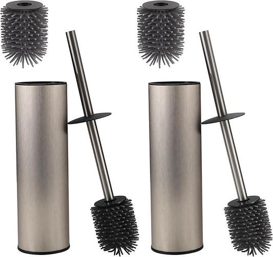 Toilet Brush and Holder,Stainless Steel Toilet Brushes for Bathroom with Holder 2pack Brushed Nickel - ModernBath