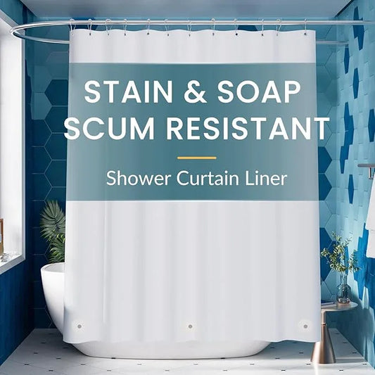 Titanker White Shower Curtain Liner 72 x 72 Plastic Shower Liner Washable Inside Shower Curtain Liner PEVA Shower Curtains for Bathroom with Magnets and Rustproof Metal Grommet Holes - ModernBath