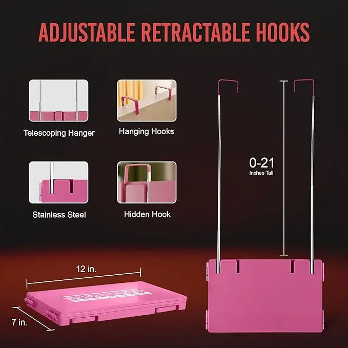 Self-Cut System 3 Way Mirror for Braiding Hair, Styling & Hair Coloring - Tri-Fold Three Way Mirror with Telescoping Hooks - Compact & Travel Size - Over-the-Door Mount for DIY Haircuts, Makeup - Pink - ModernBath