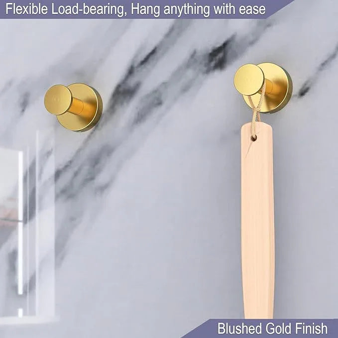 Epock Towel Hooks for Bathrooms Set of 3, Screw-in Stainless Steel Robe Coat Clothes Hook Bathroom & Kitchen Round Style Wall Hooks Rustproof-Blushed Gold - ModernBath
