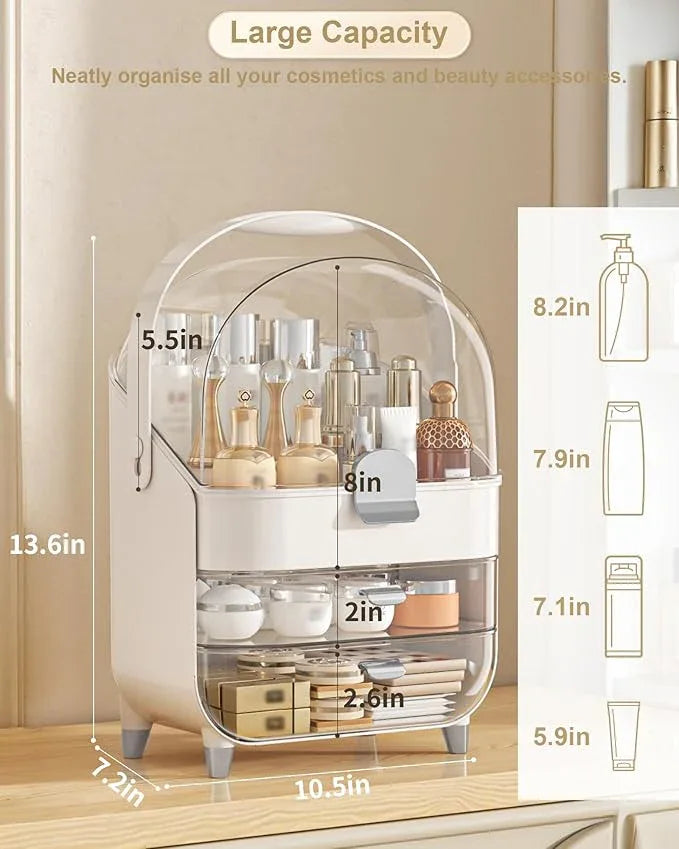 Makeup Organizer Countertop, Skincare Holder Bathroom Counter Organizer, Storage Box Cosmetic Display Cases, Teen Girl Gifts Make up Organizers for Vanity, Dresser (Sliver) - ModernBath