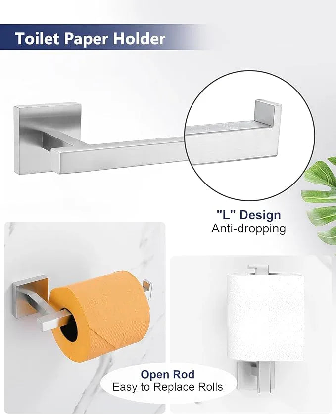 Brushed Nickel Bathroom Hardware Set 4 Pieces, Toilet Paper Holder Set SUS304 Stainless Steel Bath Hand Towel Ring for Bathroom Hardware Accessories Set Wall Mounted - ModernBath