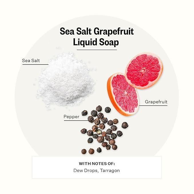 APOTHEKE Liquid Hand Soap, Sea Salt Grapefruit - 10 Fl Oz Hydrating Handsoap with Premium Fragrance Oils Gently Cleanses, Moisturizes & Rejuvenates Skin - Scented Hand Wash for Kitchen & Bathroom - ModernBath
