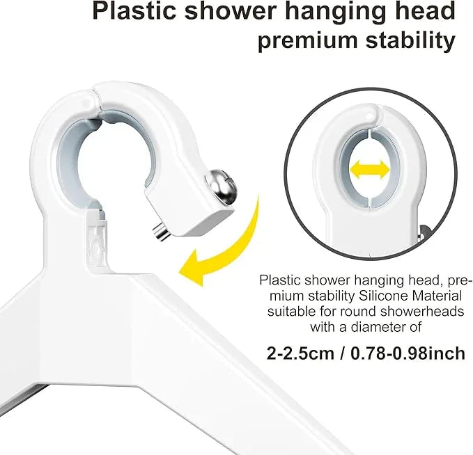 Orimade Adjustable Anti-slip Shower Caddy over Shower Head, Rustproof Bathroom Hanging Shower Organizer with 2 Hooks for Razor, No Drilling Shelves Storage Rack 2 Tier, White - ModernBath