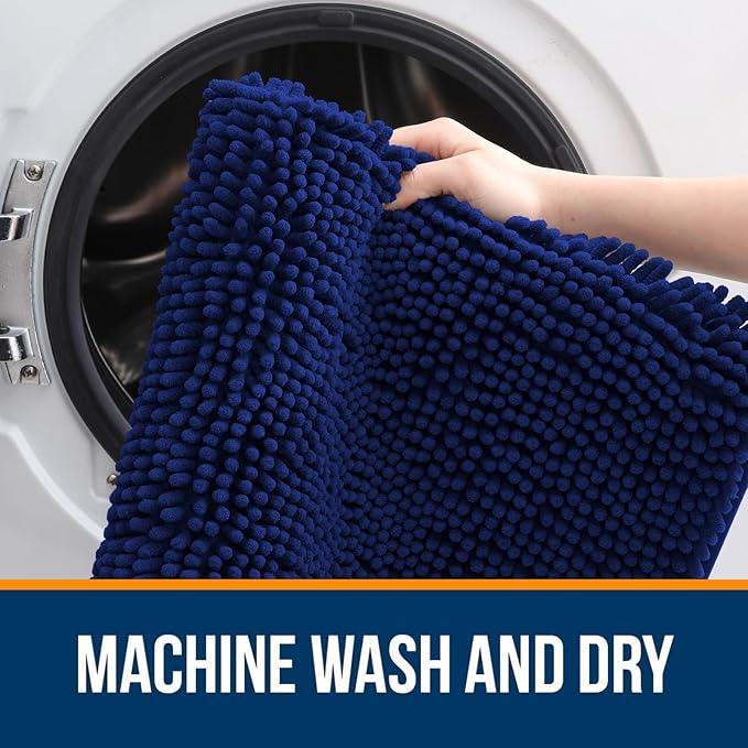 OLANLY Bathroom Rugs 59x20, Extra Soft Absorbent Chenille Bath Rugs, Rubber Backing Quick Dry, Machine Washable Bath Mats for Bathroom Floor, Tub and Shower, Home Decor Accessories, Navy - ModernBath