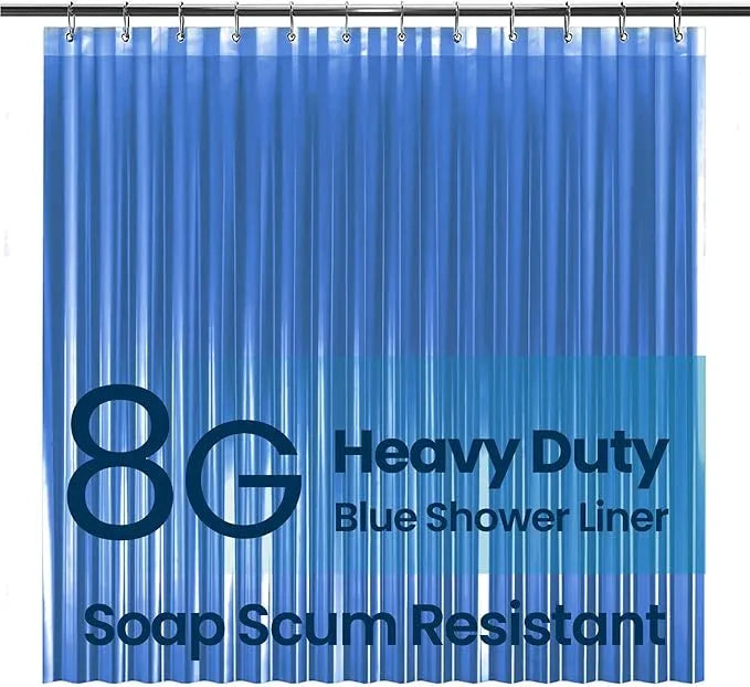 LiBa Bathroom Shower Curtain Premium PEVA Non-Toxic, Blue Clear Waterproof Plastic Shower Curtain Liner with Rust Proof Grommets 8G Bathroom Accessories 72x72 - ModernBath