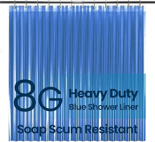 LiBa Bathroom Shower Curtain Premium PEVA Non-Toxic, Blue Clear Waterproof Plastic Shower Curtain Liner with Rust Proof Grommets 8G Bathroom Accessories 72x72 - ModernBath