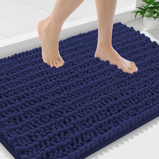 Smiry Bathroom Rugs Mat 36x24, Extra Soft Absorbent Chenille Bath Rugs, Non Slip Rubber Backing Machine Washable Quick Dry Bath Mats for Bathroom Floor, Tub, Shower, Home Decor Accessories, Deep Blue - ModernBath